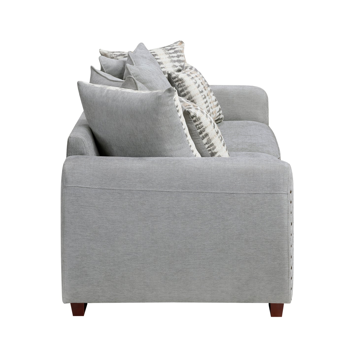 Contemporary Chenille Sofa with Nailhead Trim