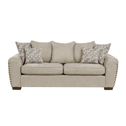 Contemporary Chenille Sofa with Nailhead Trim