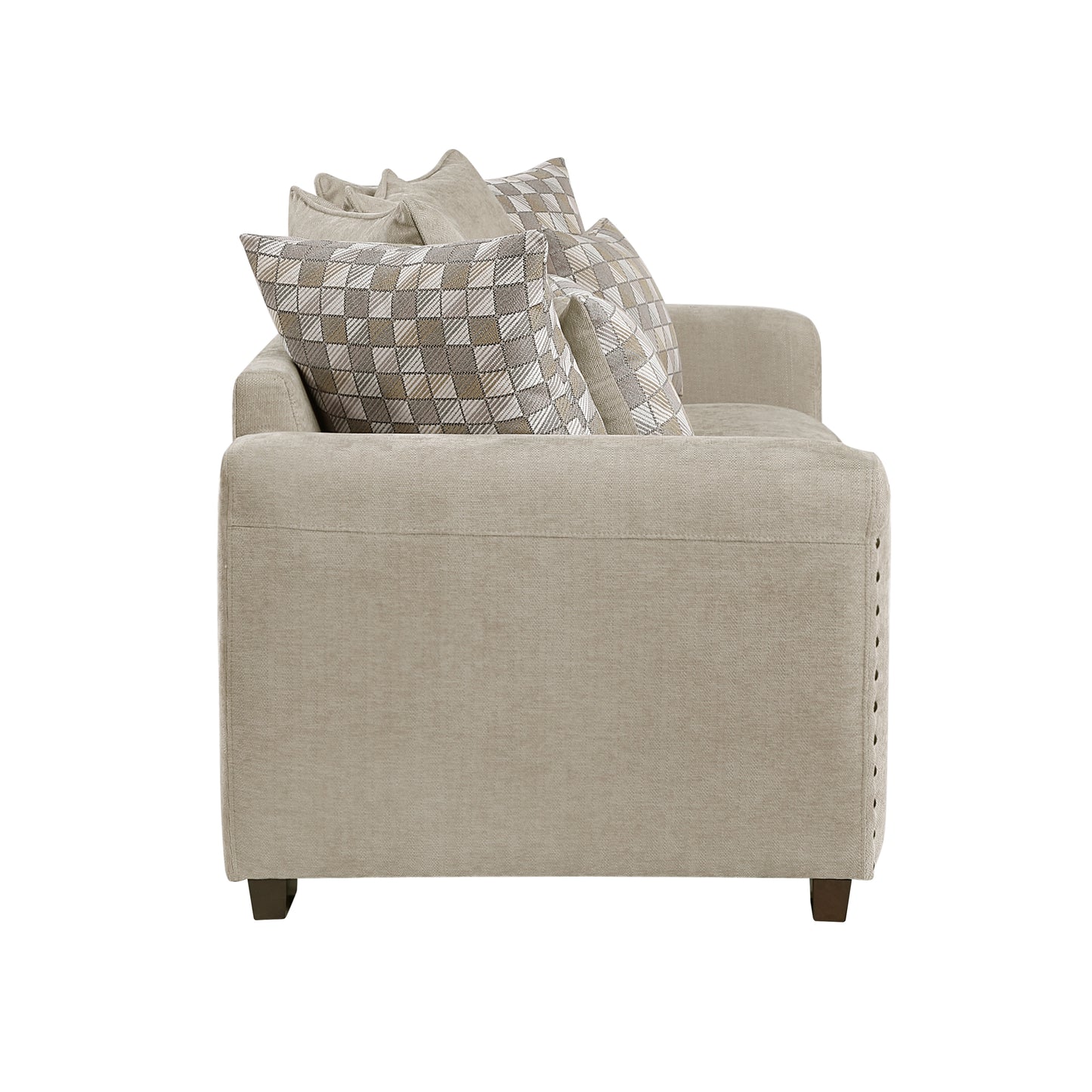 Contemporary Chenille Sofa with Nailhead Trim
