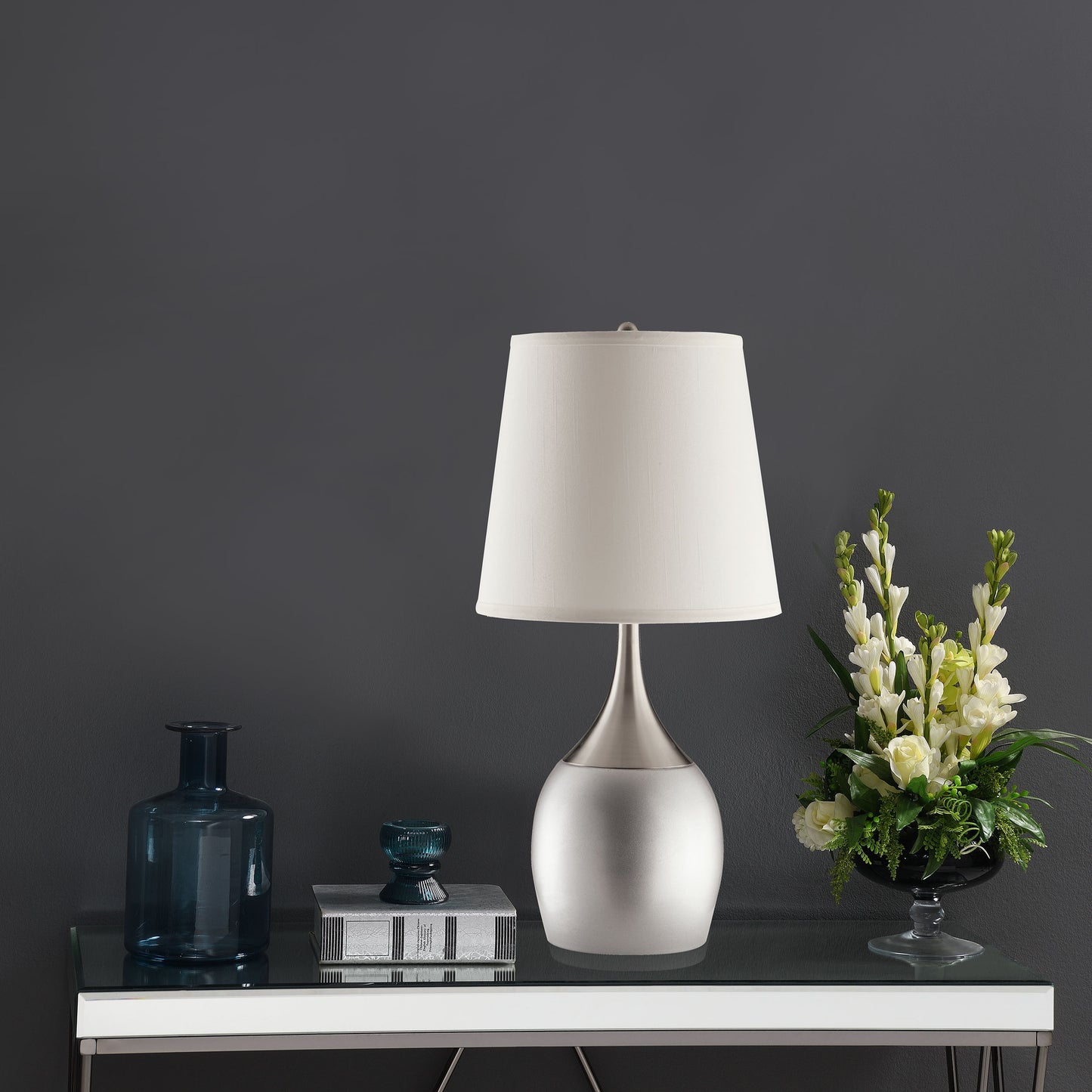 Modern Brushed Silver Table Lamp