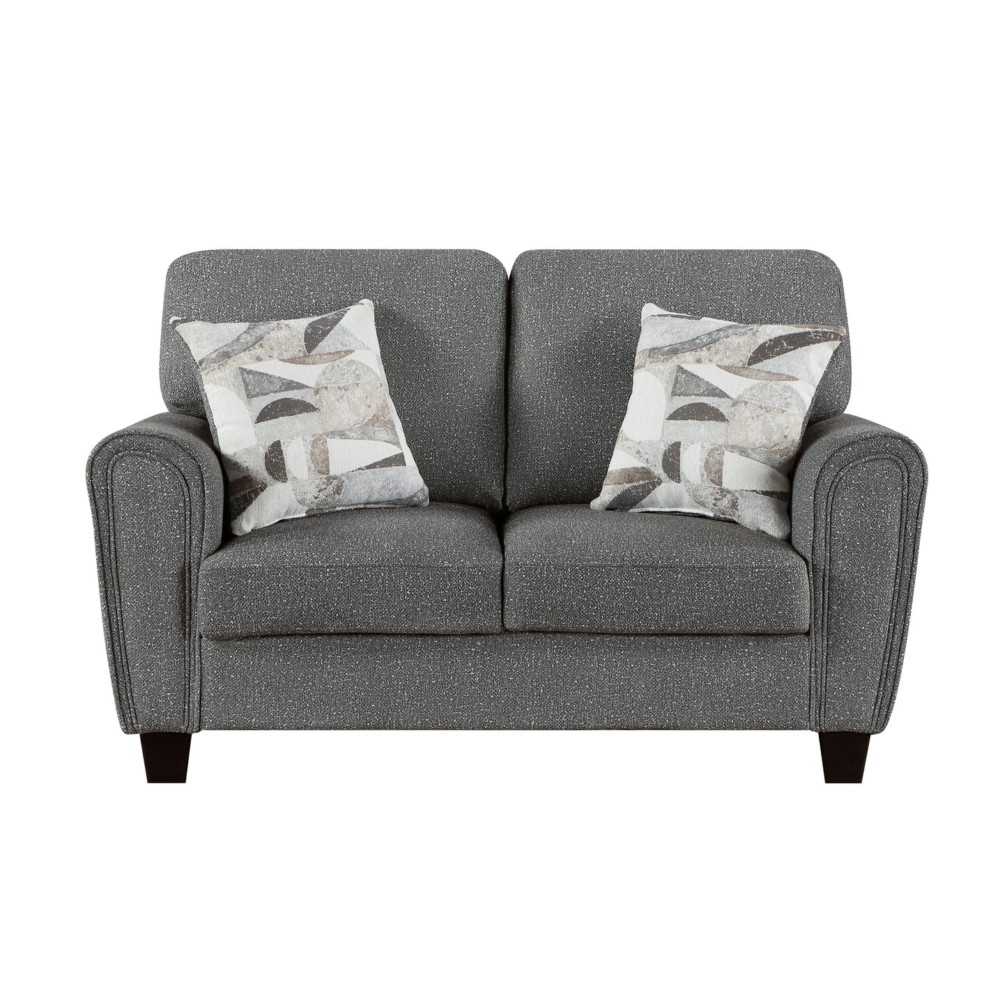 Transitional Dark Gray Chenille Loveseat