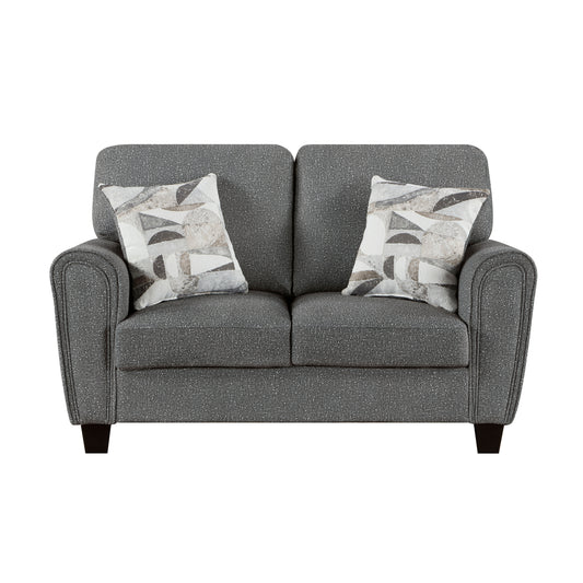 Transitional Dark Gray Chenille Loveseat