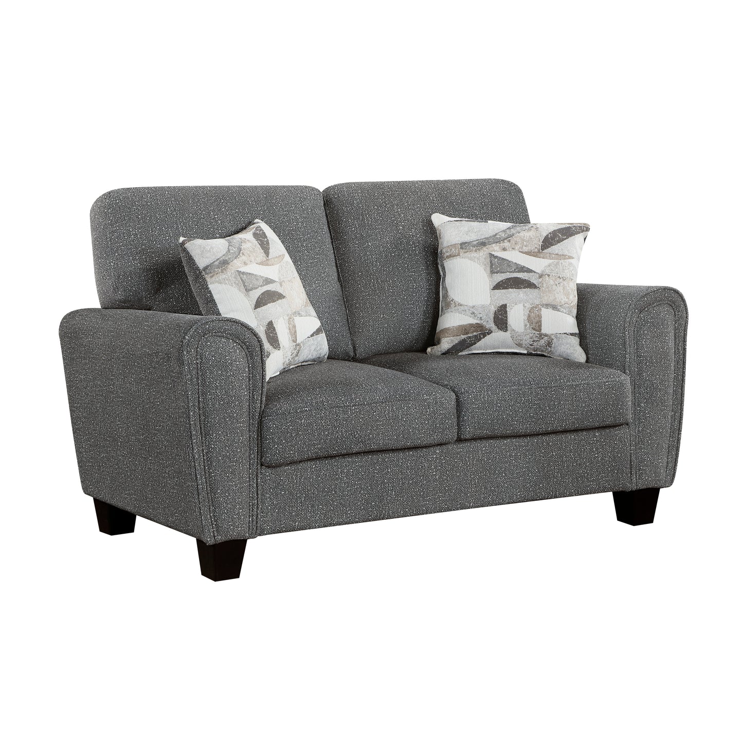 Transitional Dark Gray Chenille Loveseat