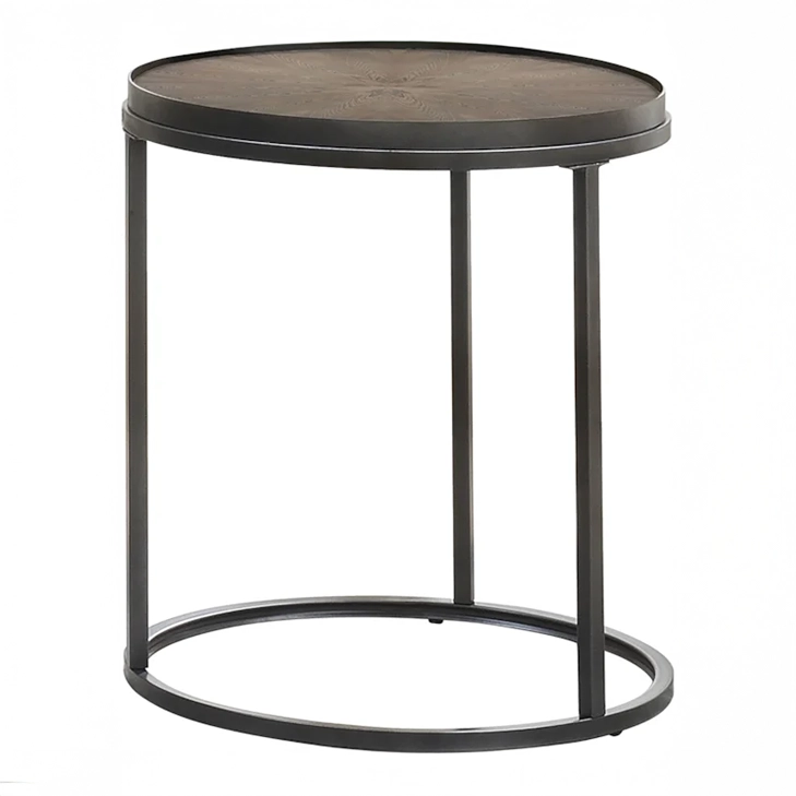 Round Wood End Table
