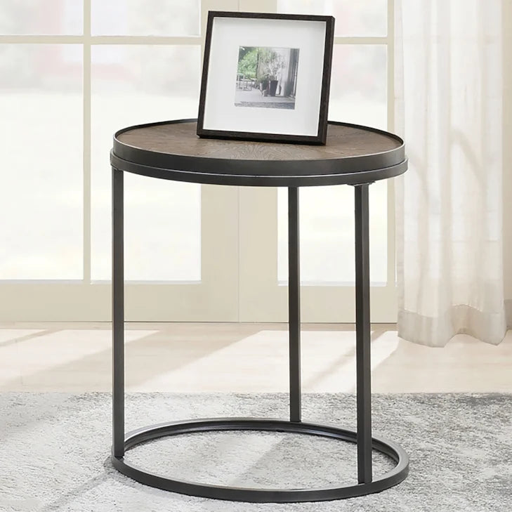 Round Wood End Table