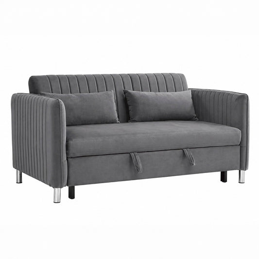 Modern Grey Velvet Sofa Sleeper