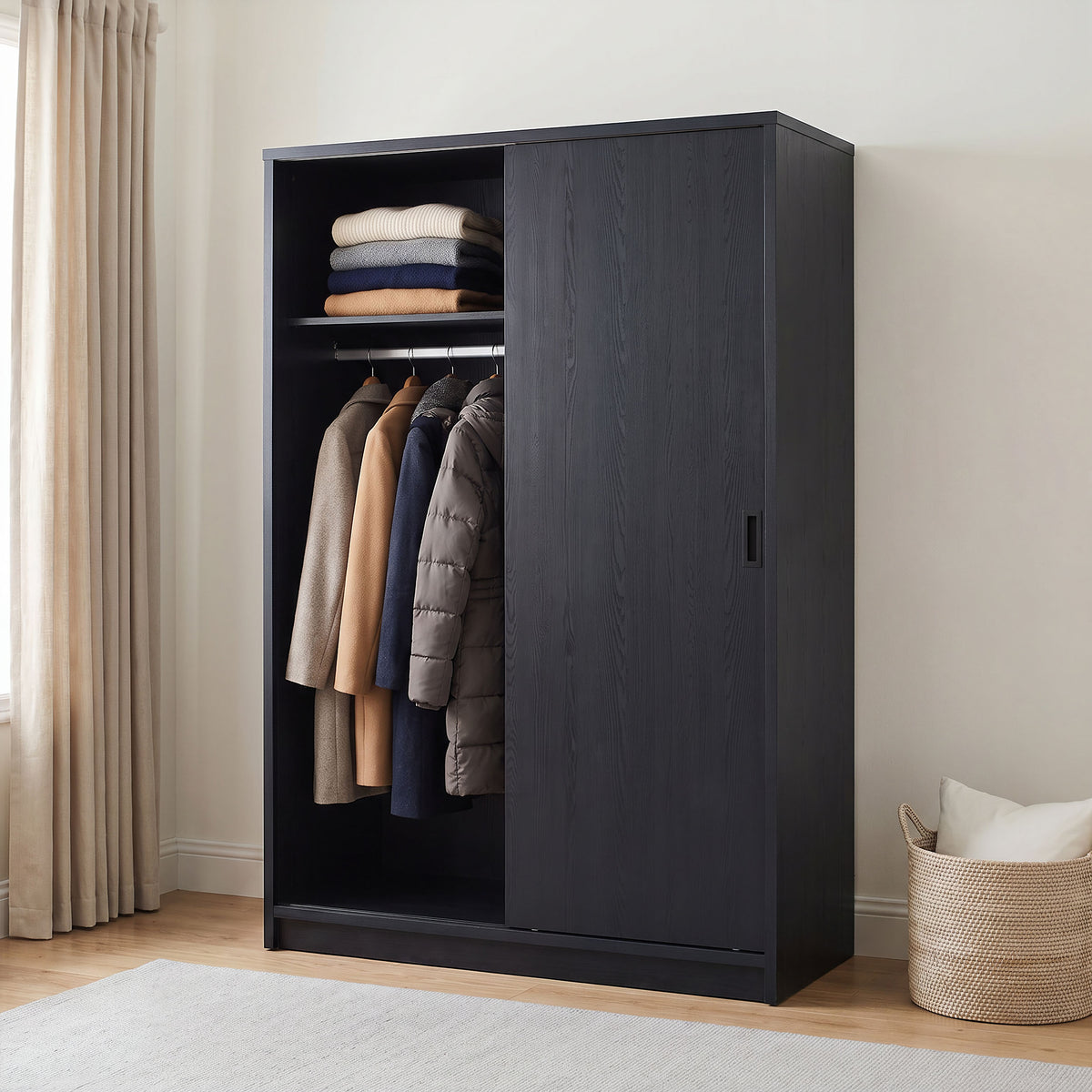 Black 2-Door Sliding Wardrobe