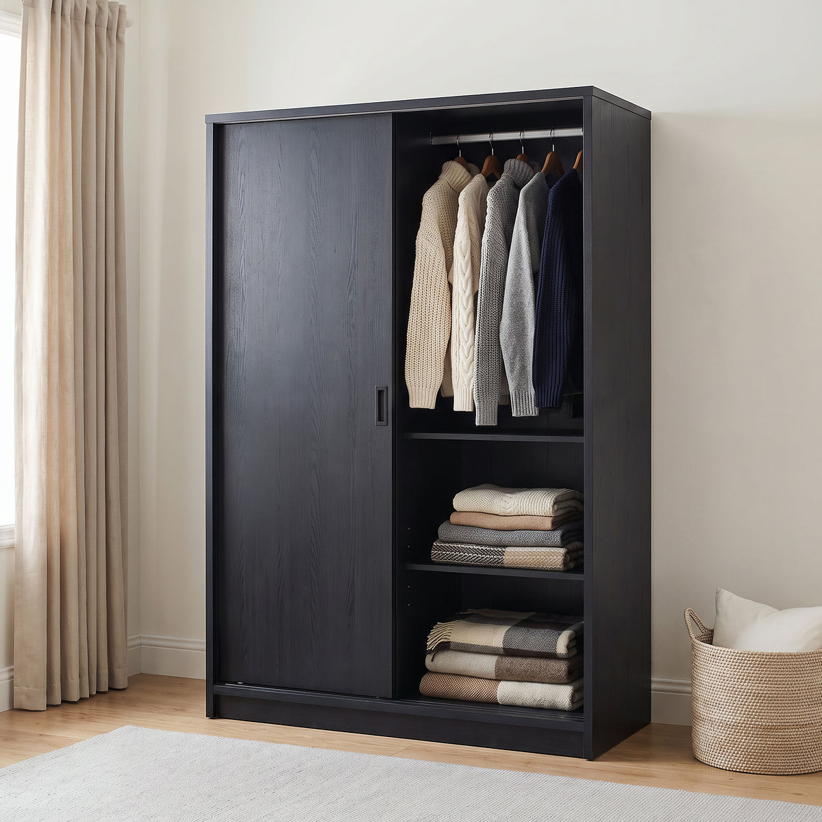 Black 2-Door Sliding Wardrobe