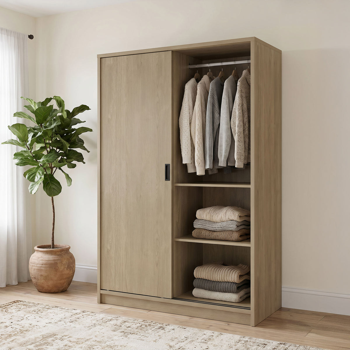 Light Natural 2-Door Sliding Wardrobe