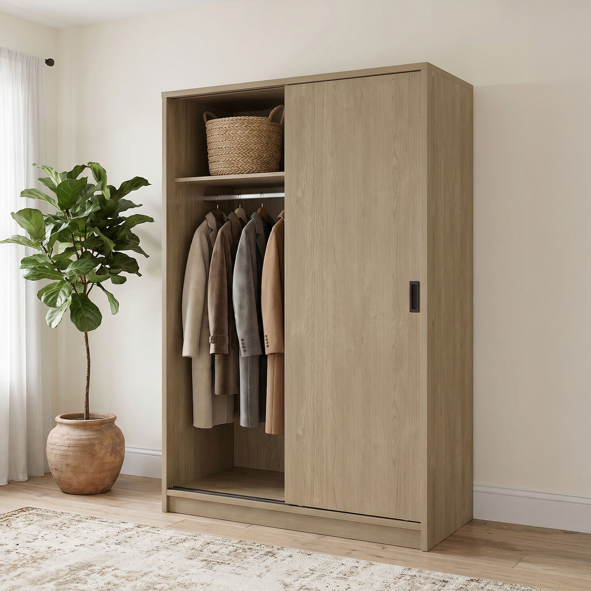 Light Natural 2-Door Sliding Wardrobe