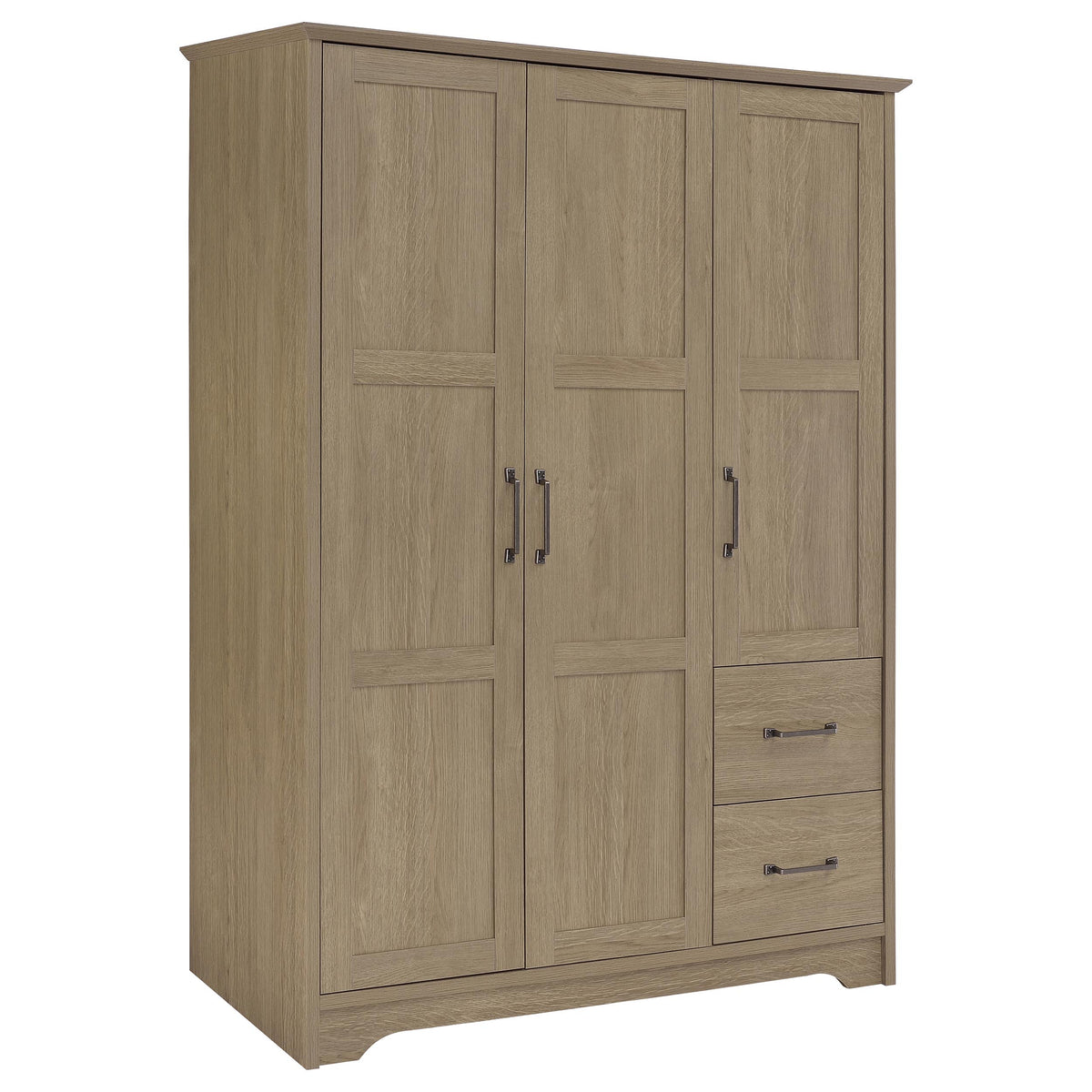 Light Natural 3-Door Wardrobe with Drawers