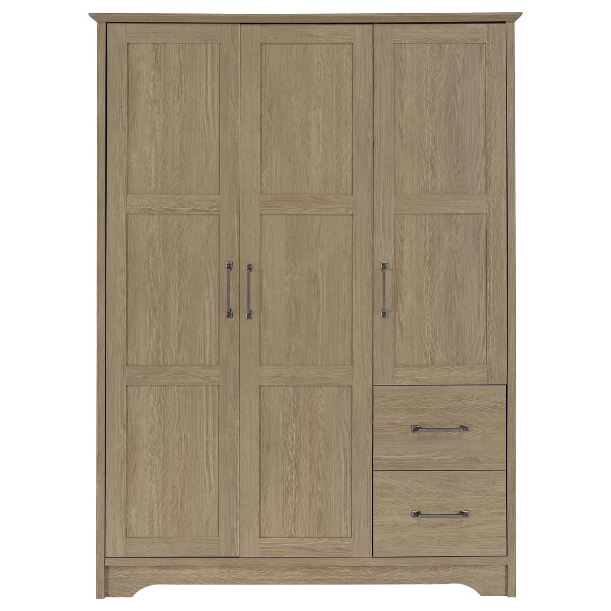 Light Natural 3-Door Wardrobe with Drawers