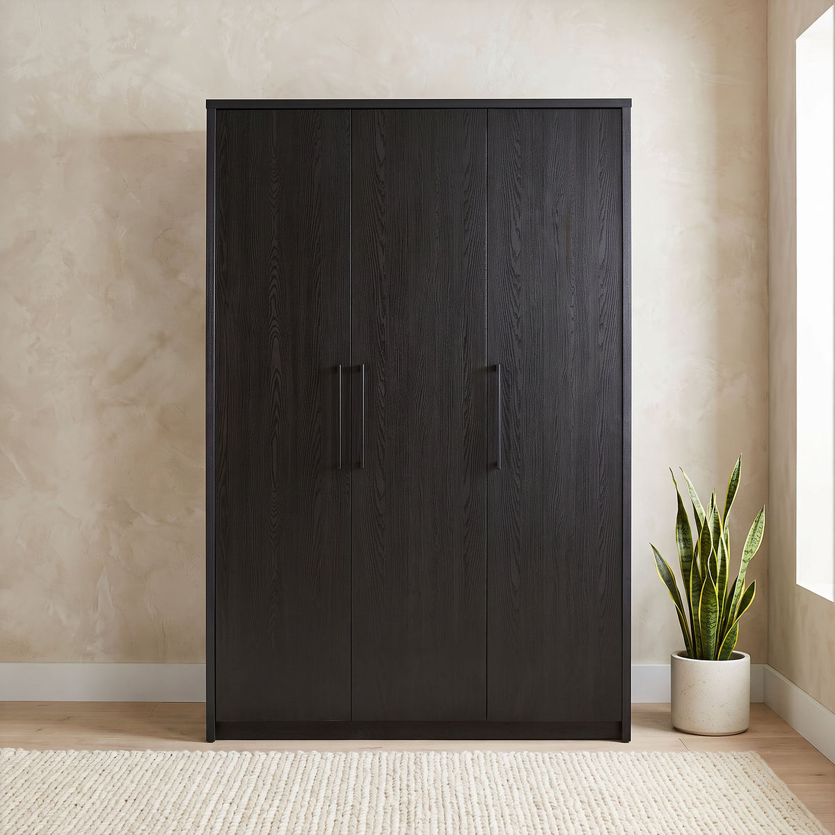 Black 3-Door Wardrobe Closet
