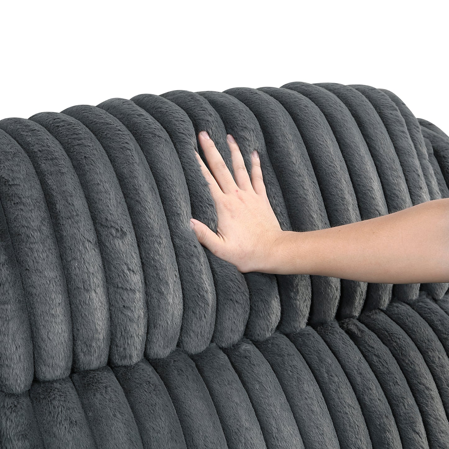 Dark Gray Corduroy Manual Reclining Sofa
