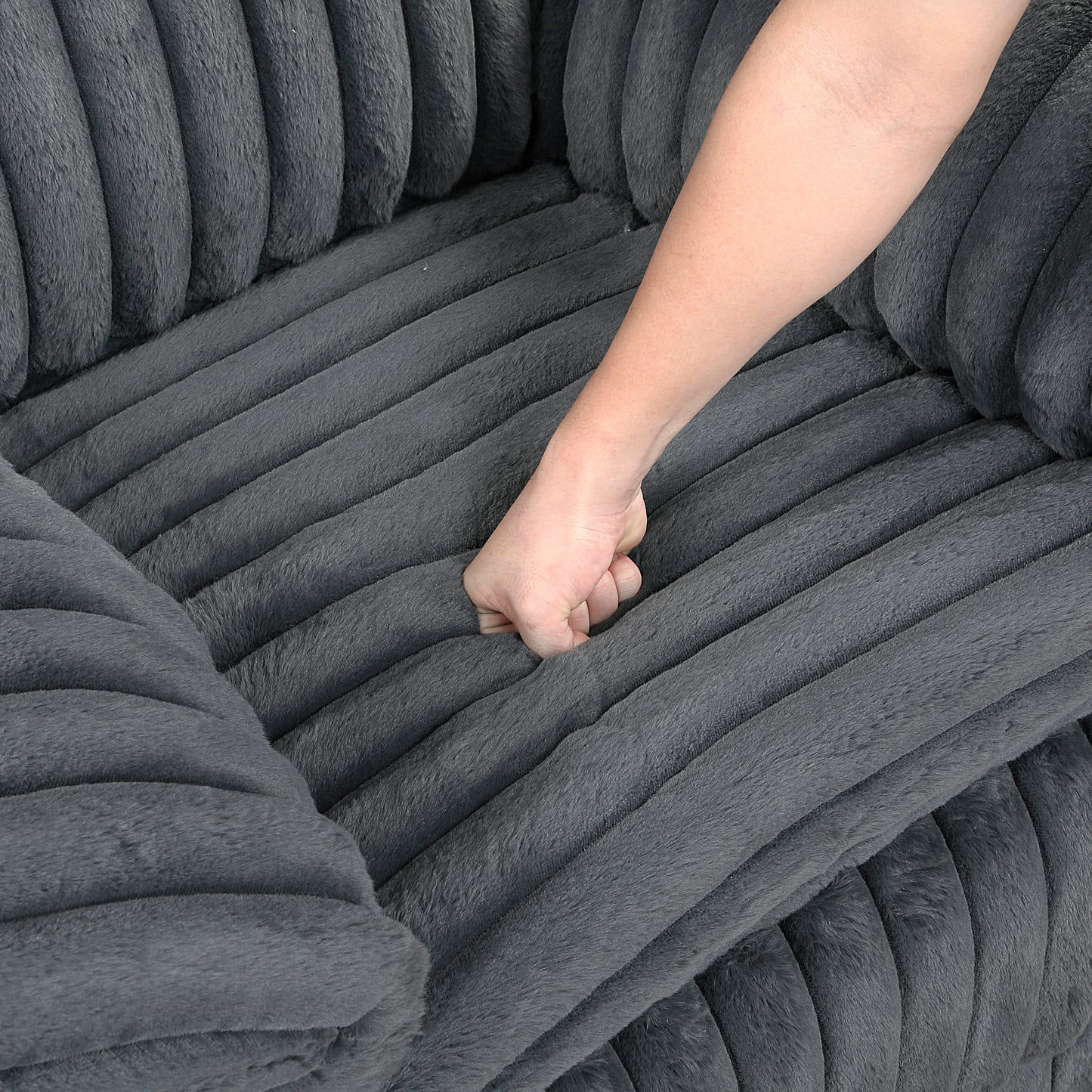 Dark Gray Corduroy Manual Reclining Sofa