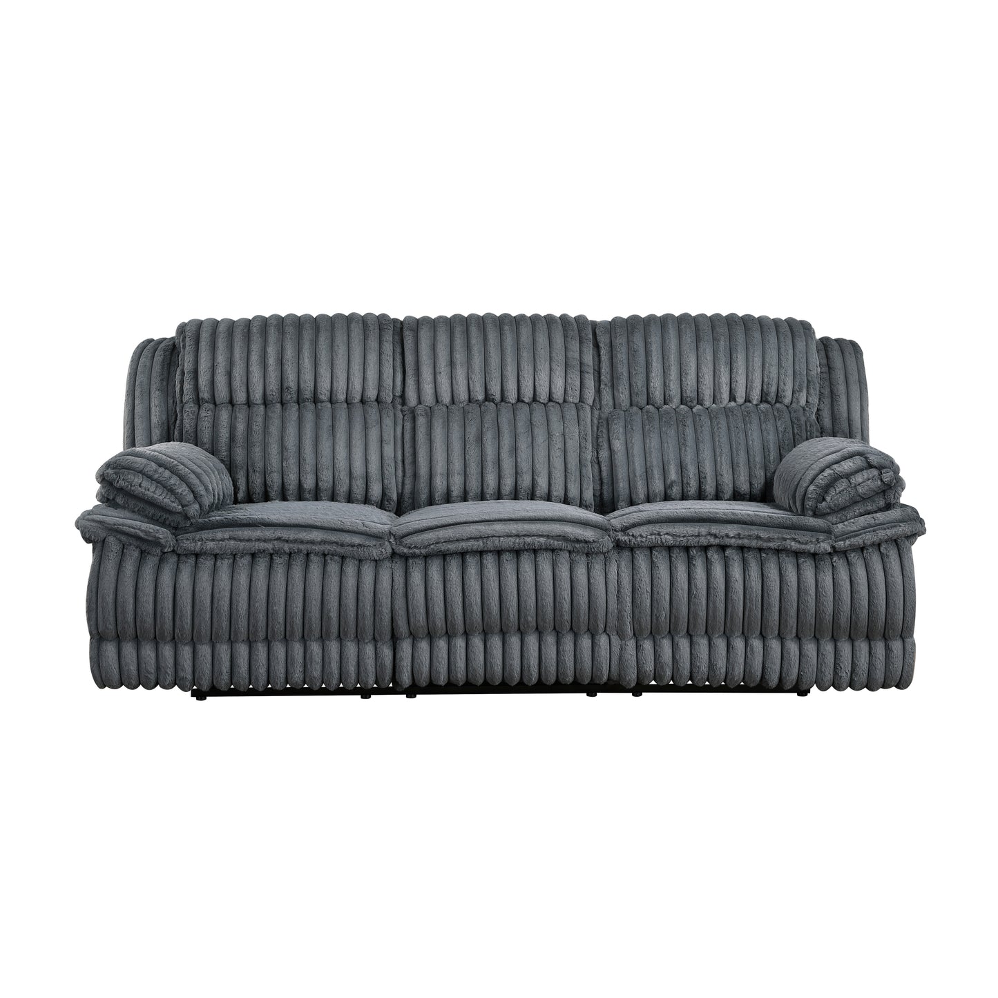 Dark Gray Corduroy Manual Reclining Sofa