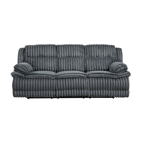 Dark Gray Corduroy Manual Reclining Sofa