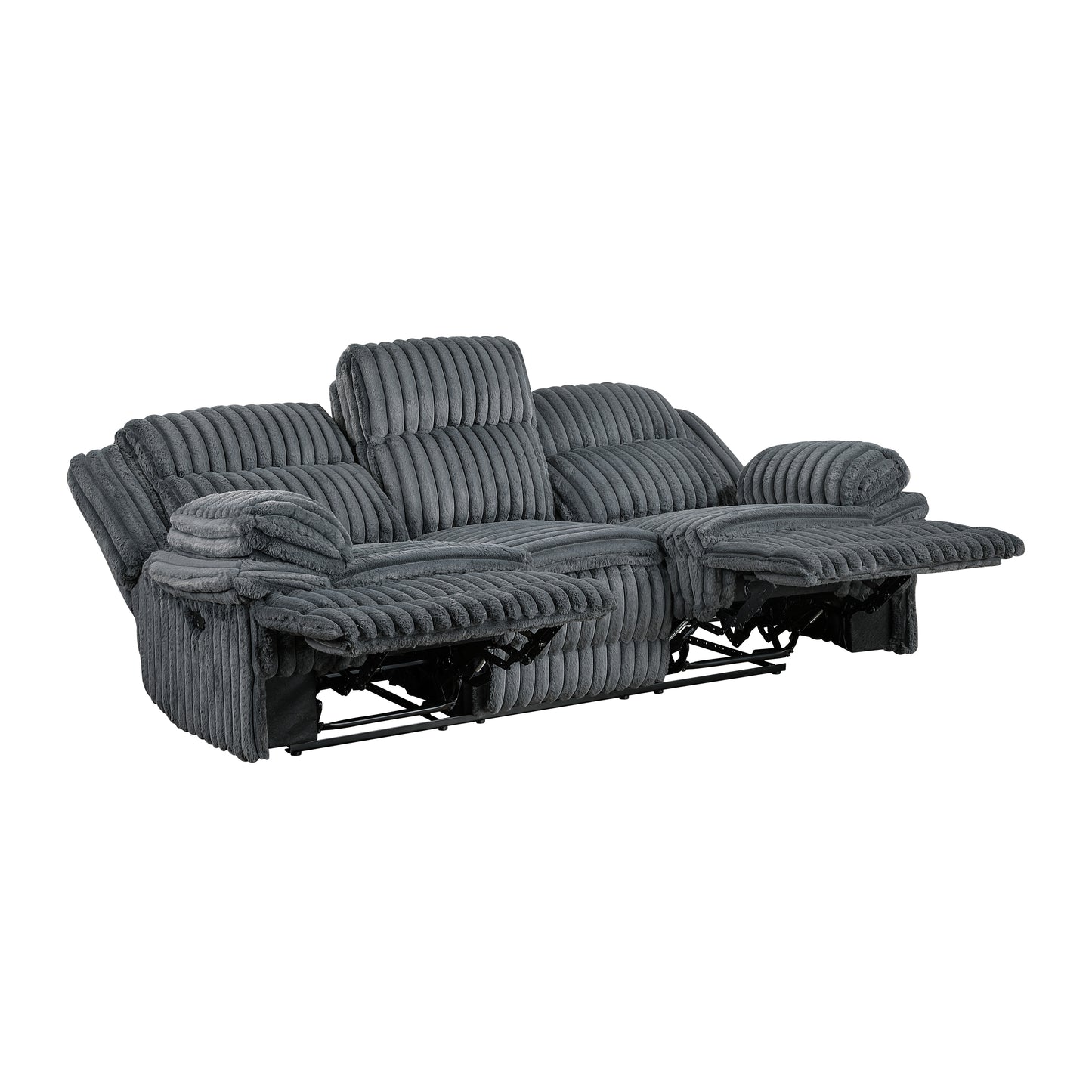 Dark Gray Corduroy Manual Reclining Sofa