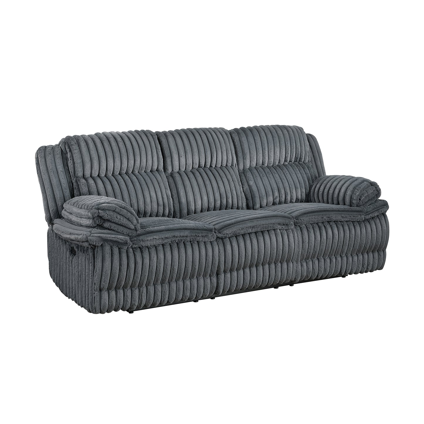 Dark Gray Corduroy Manual Reclining Sofa
