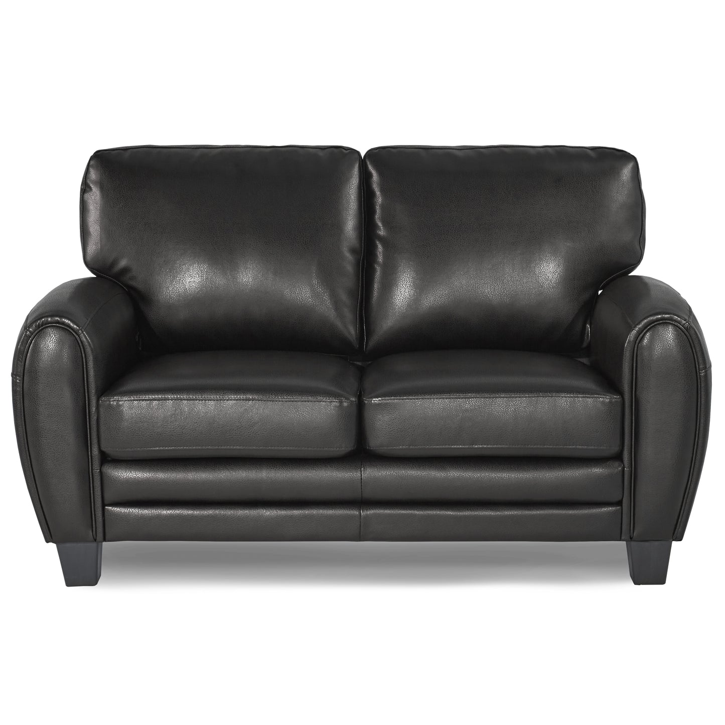 Faux Leather Loveseat with Rolled Arms