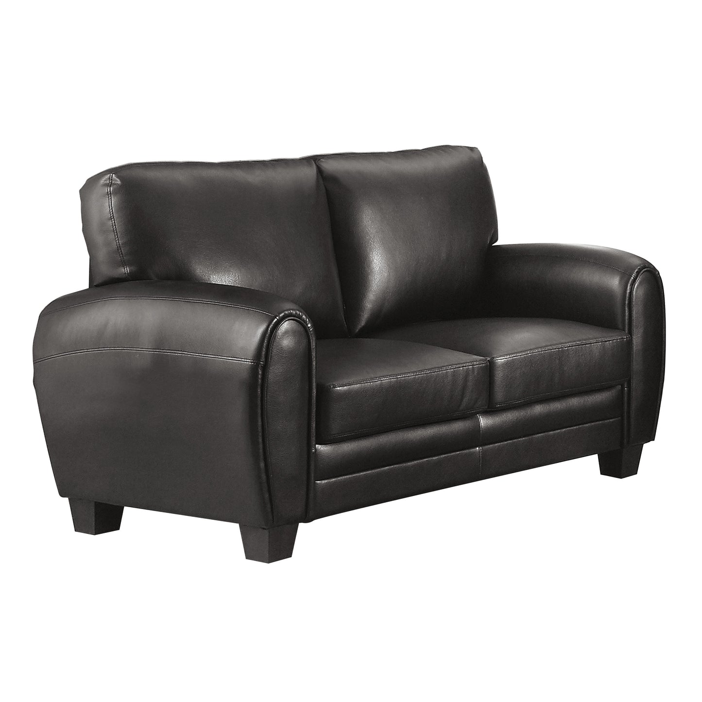 Faux Leather Loveseat with Rolled Arms