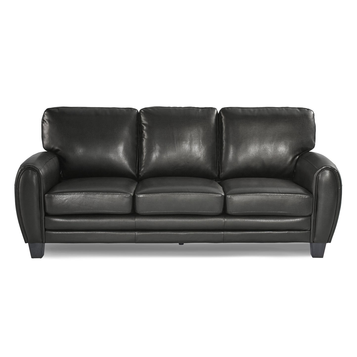 Faux Leather Sofa with Rolled Arms