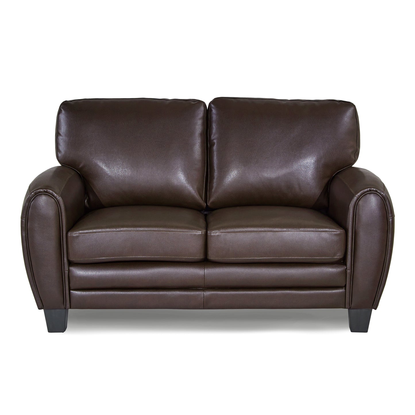 Faux Leather Loveseat with Rolled Arms