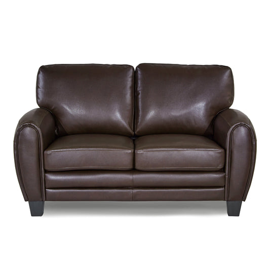 Faux Leather Loveseat with Rolled Arms