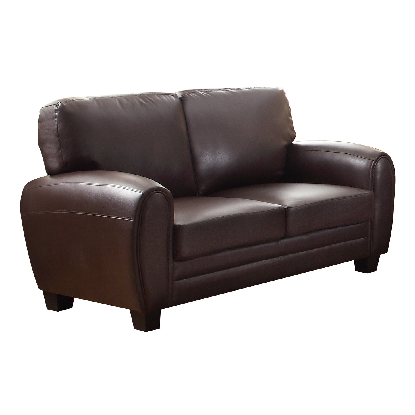 Faux Leather Loveseat with Rolled Arms