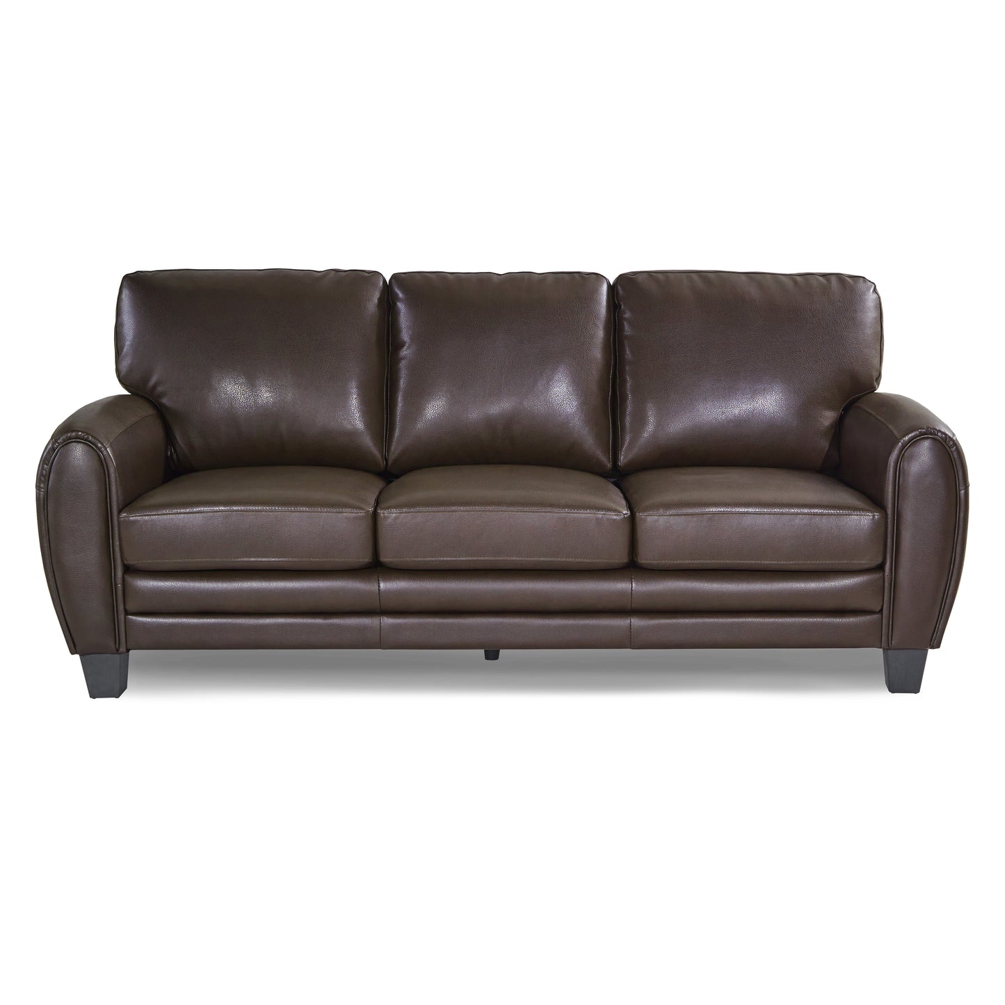 Faux Leather Sofa with Rolled Arms