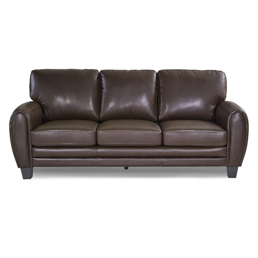 Faux Leather Sofa with Rolled Arms