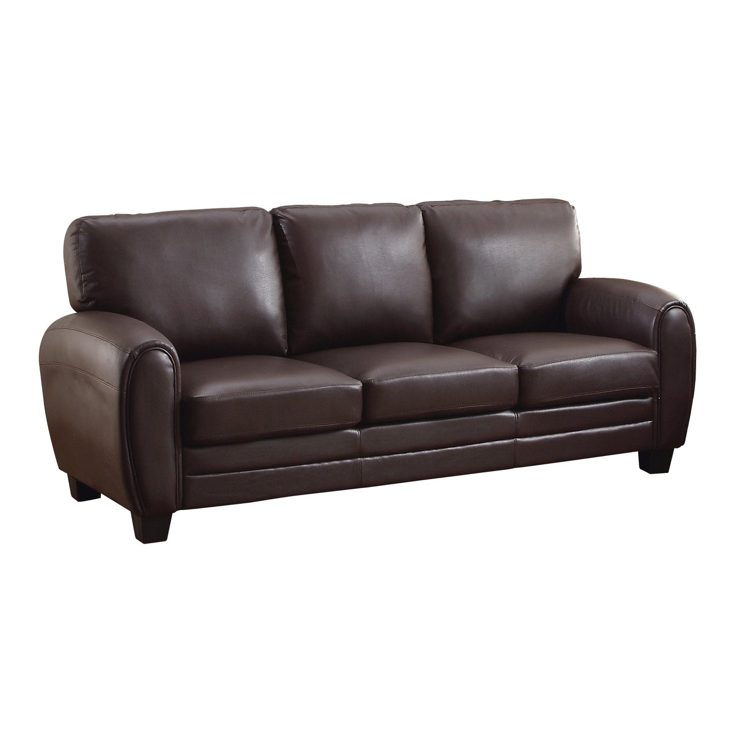 Faux Leather Sofa with Rolled Arms