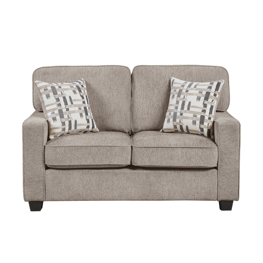 Taupe Chenille Loveseat with Reversible Cushions