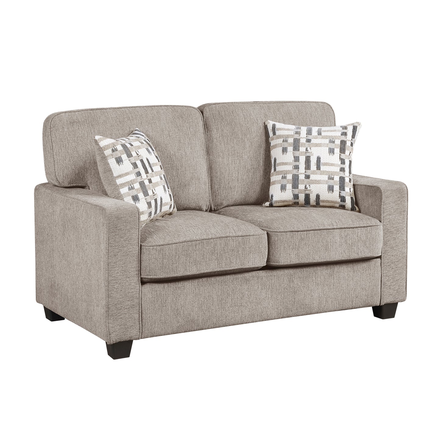 Taupe Chenille Loveseat with Reversible Cushions