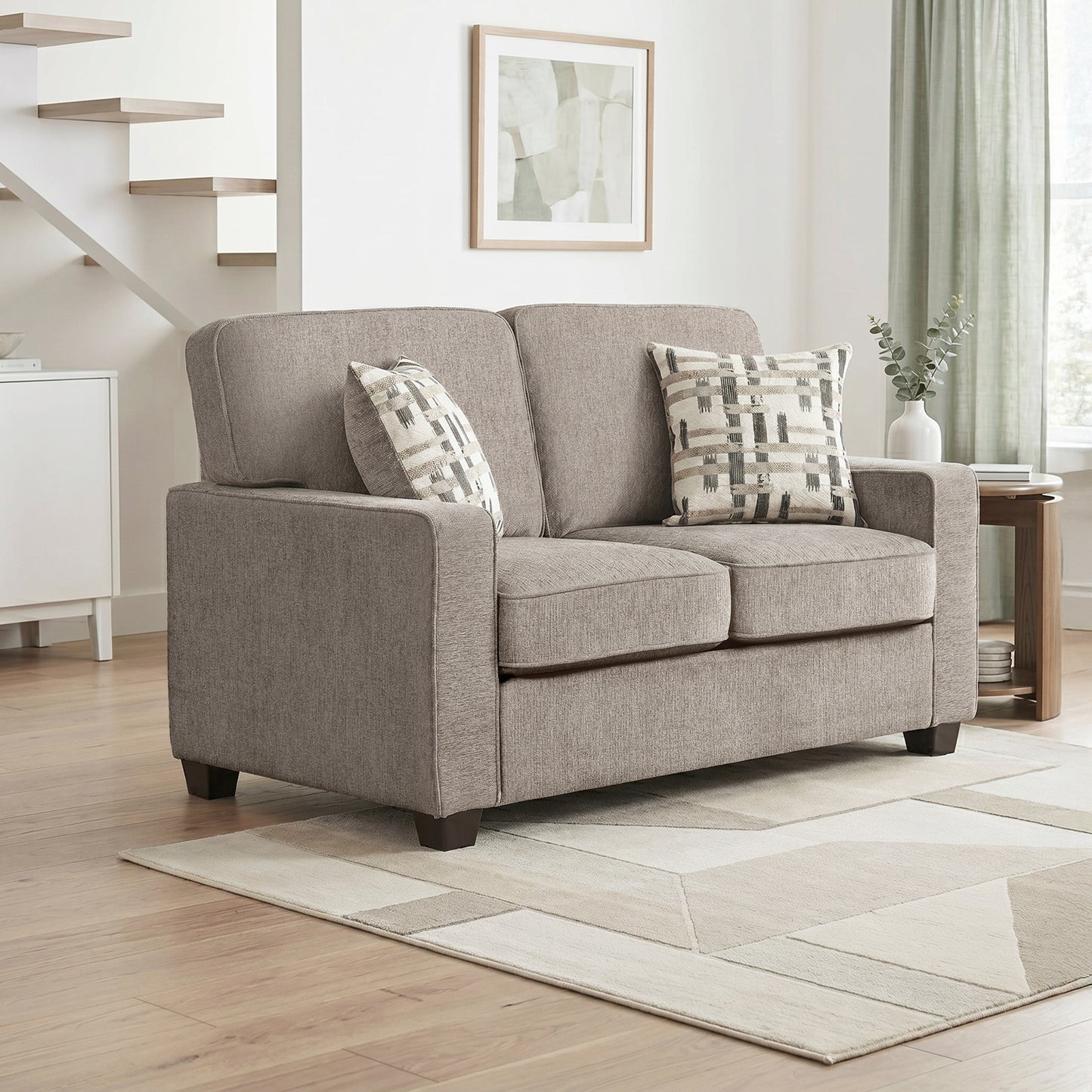 Taupe Chenille Loveseat with Reversible Cushions