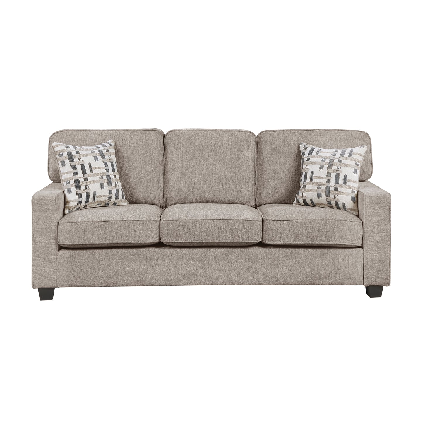 Taupe Chenille Sofa with Reversible Cushions