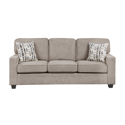 Taupe Chenille Sofa with Reversible Cushions