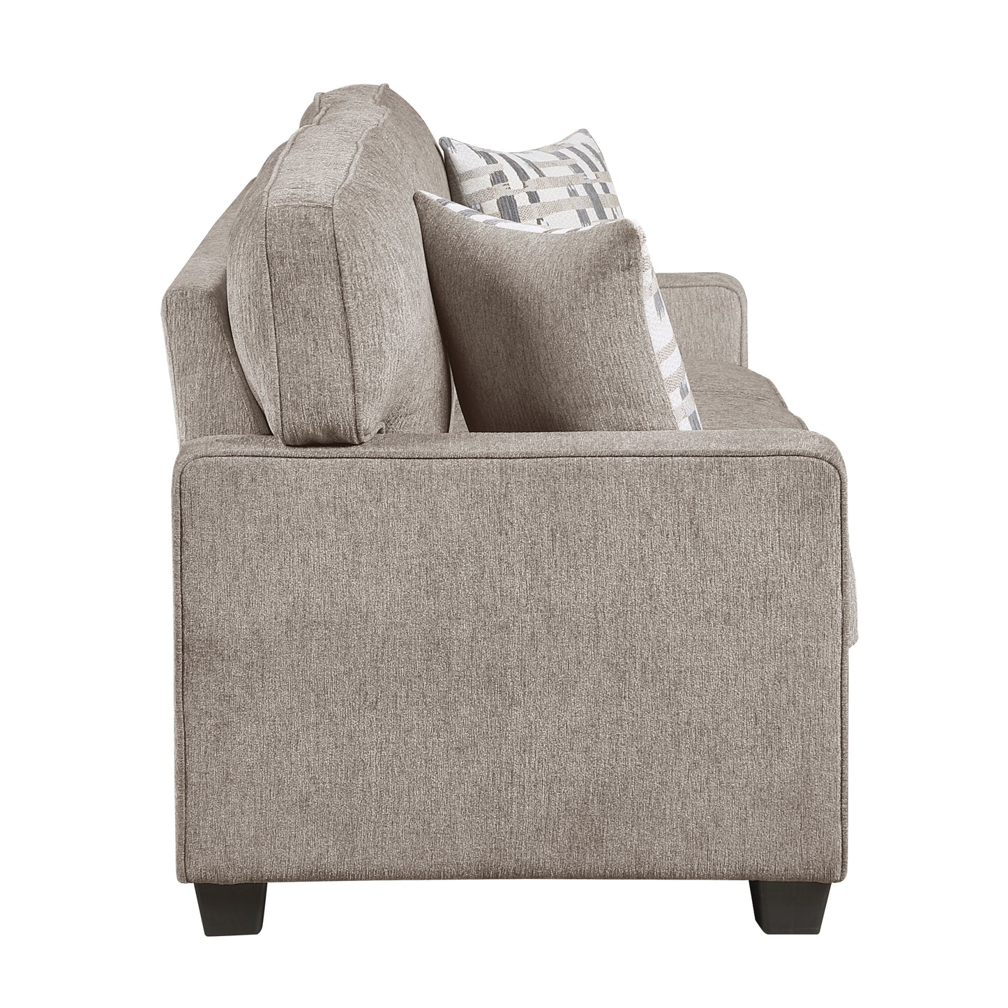 Taupe Chenille Sofa with Reversible Cushions