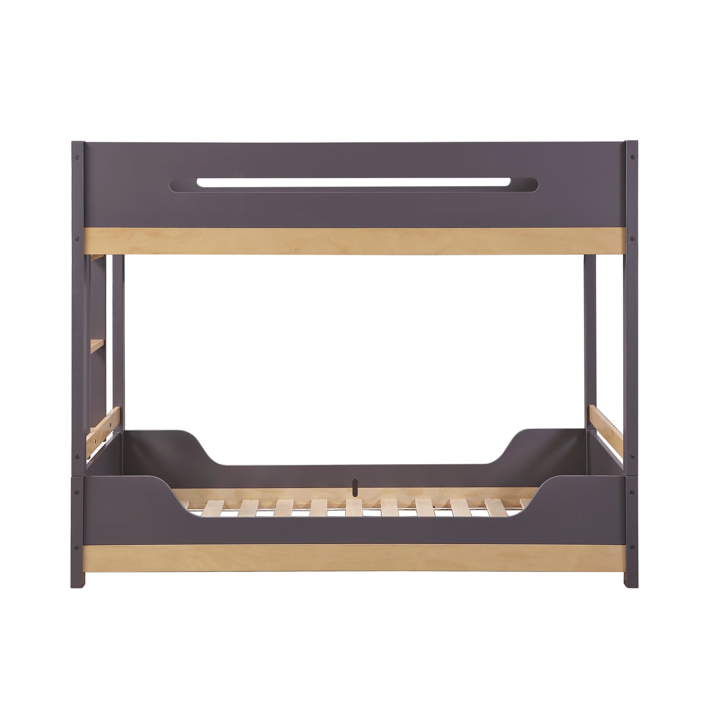 Plum & Natural Finish Twin Over Twin Wood Bunk Bed