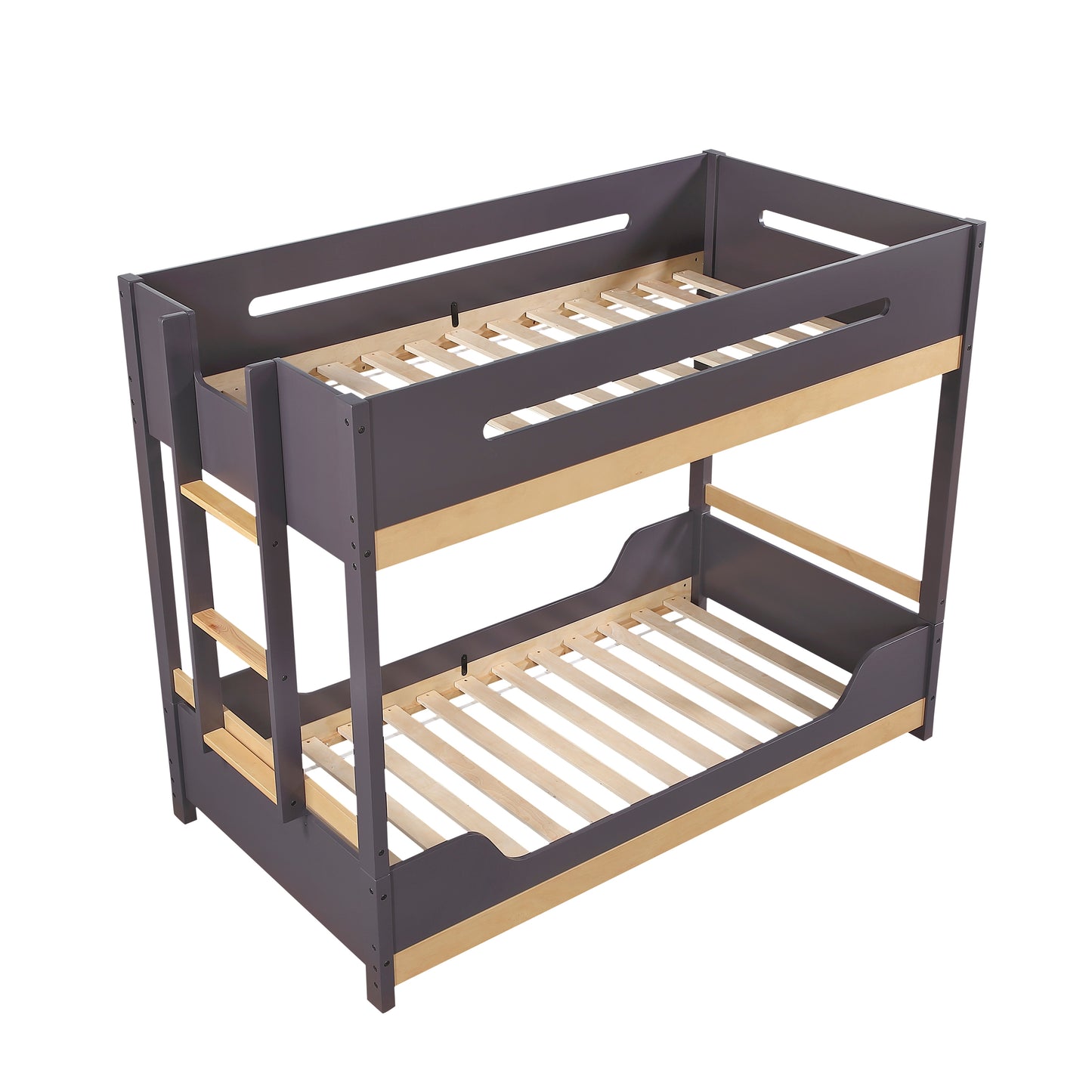 Plum & Natural Finish Twin Over Twin Wood Bunk Bed