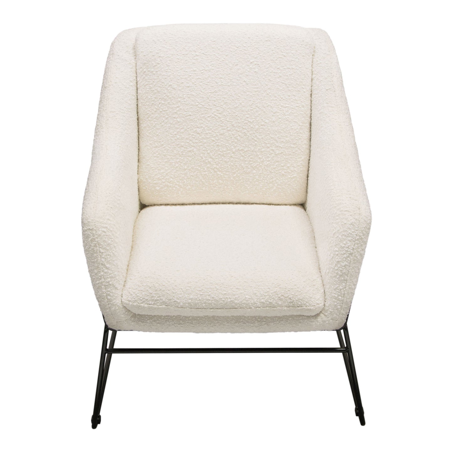 White Boucle Fabric Accent Chair