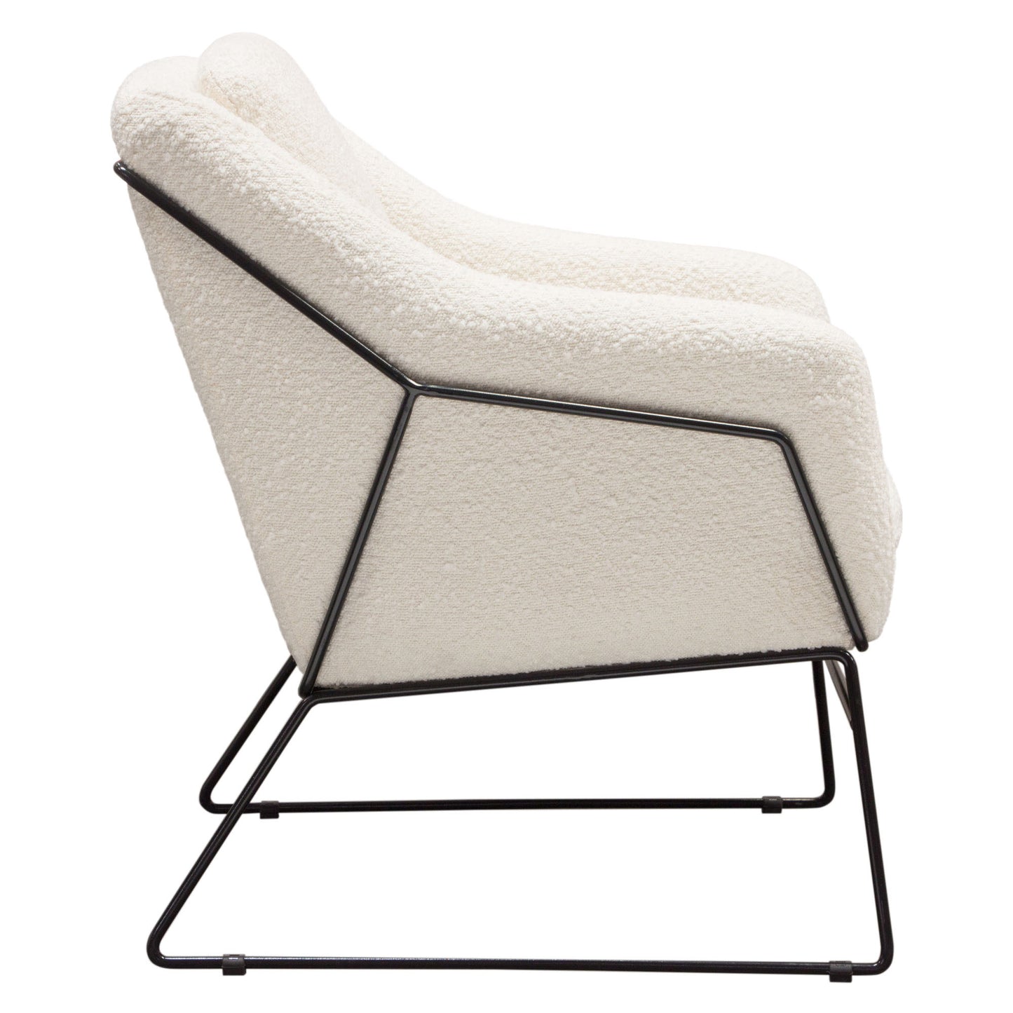 White Boucle Fabric Accent Chair