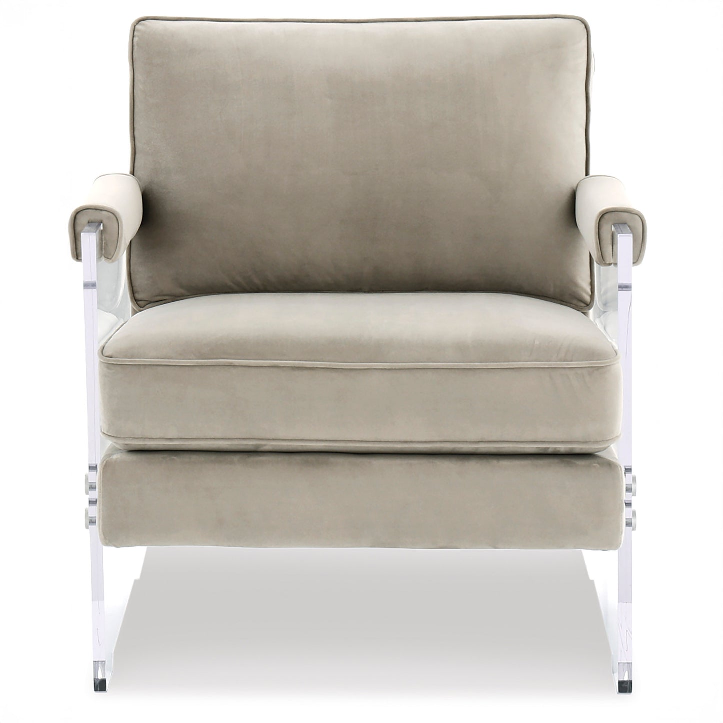 Acrylic & Taupe Micro Velvet Accent Chair