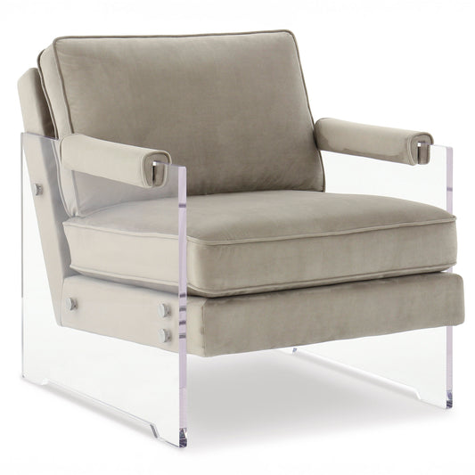 Acrylic & Taupe Micro Velvet Accent Chair