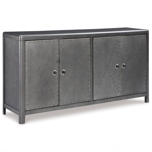 4-Door Industrial Gunmetal Accent Cabinet