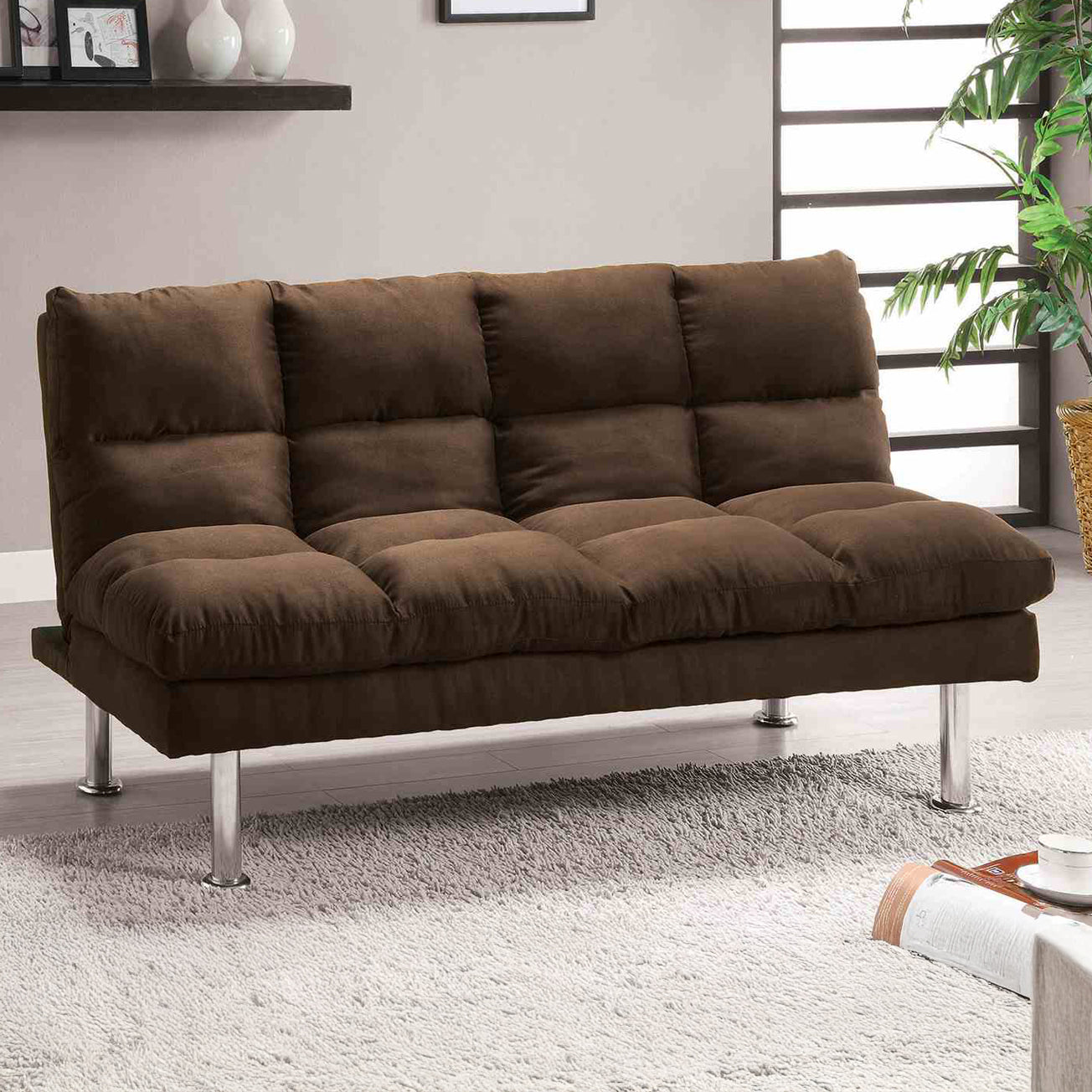 Convertible Microfiber Futon Sofa Bed