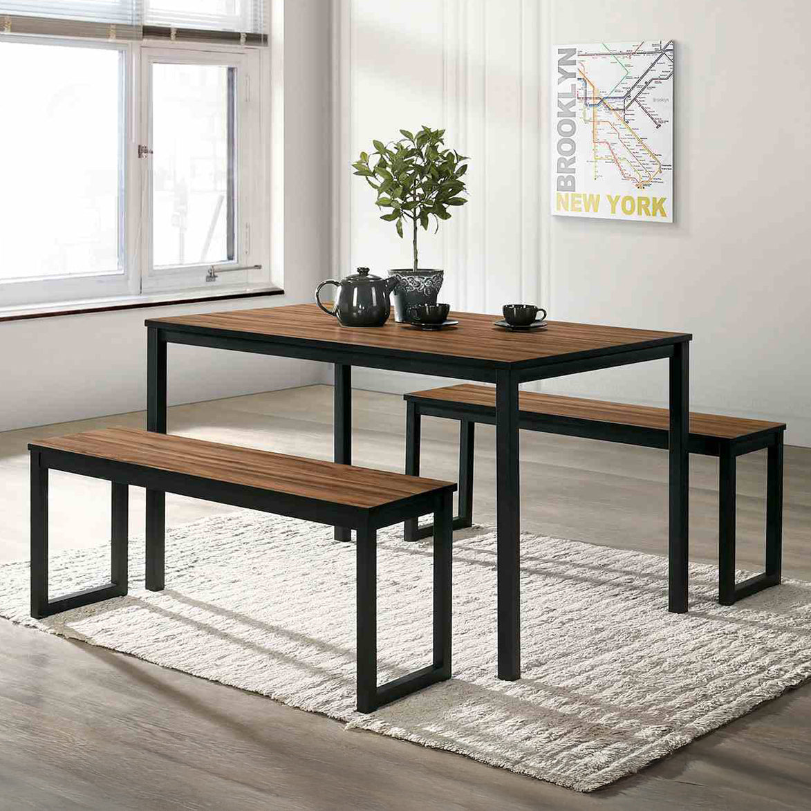 3-Piece Industrial Dining Set
