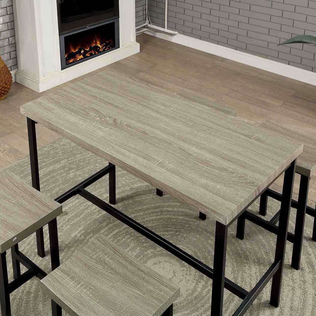 Gray Woodgrain Top 5-Piece Counter Height Dining Set
