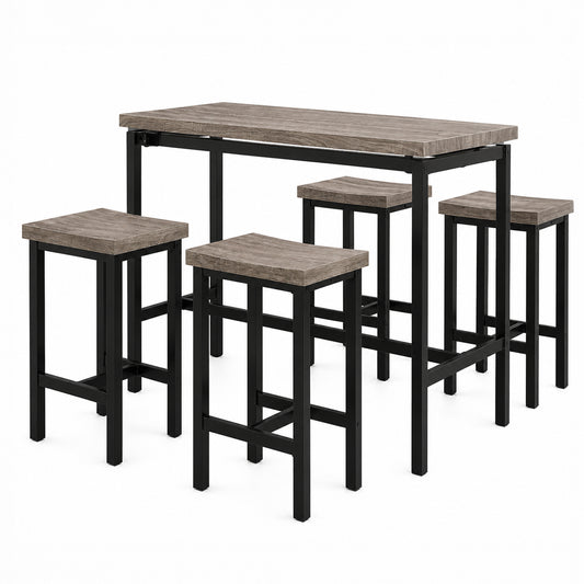 Gray Woodgrain Top 5-Piece Counter Height Dining Set