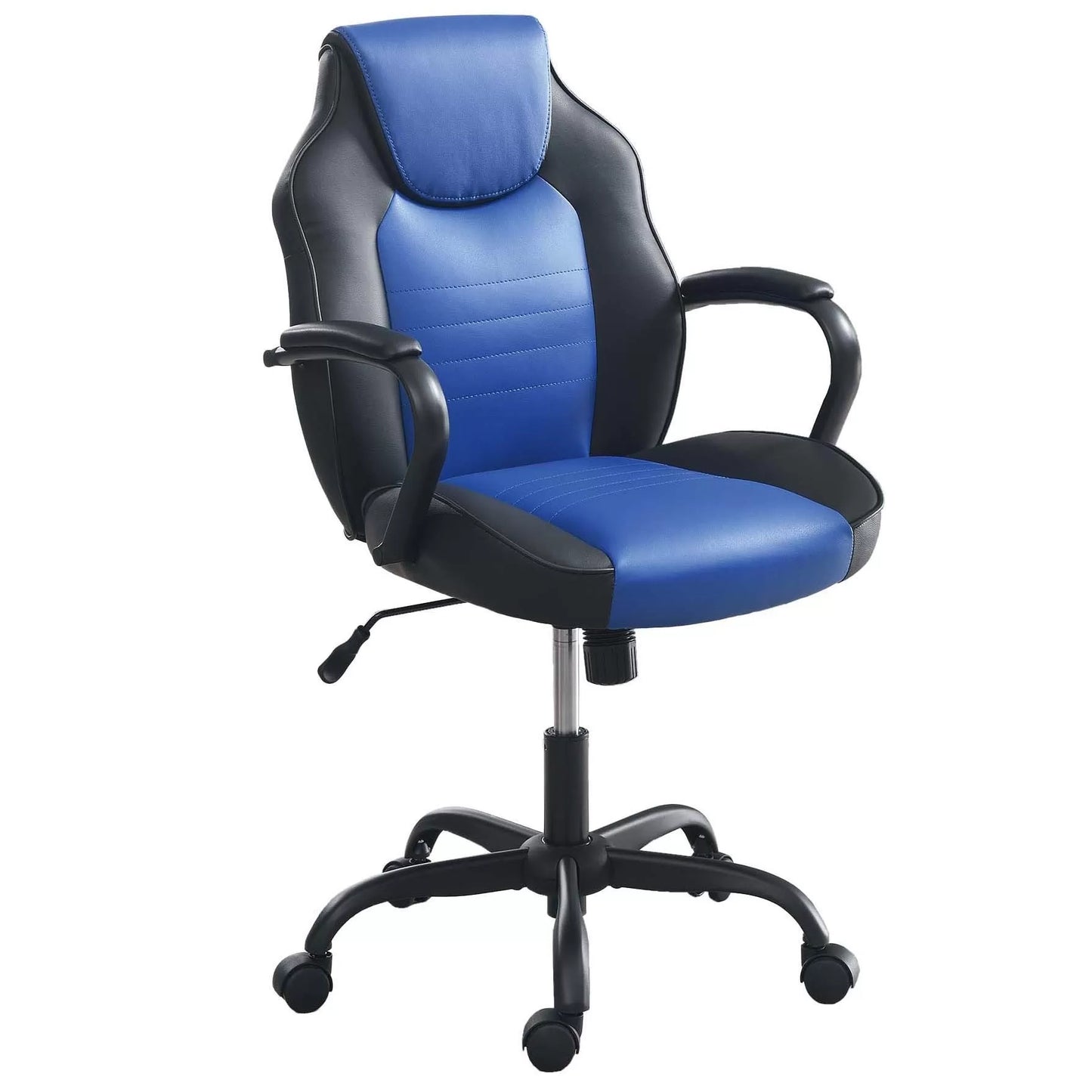 Blue and Black Faux Leather Adjustable Office Chair